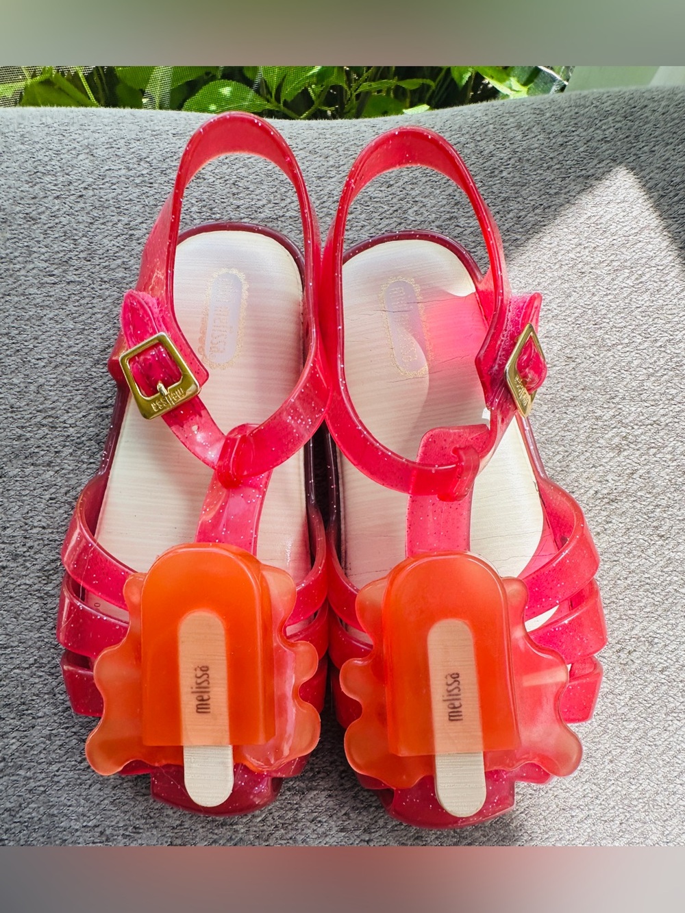 Mini Melissa pink Glitter Jelly Sandals with Orange Popsicle*Toddler girls Sz~10